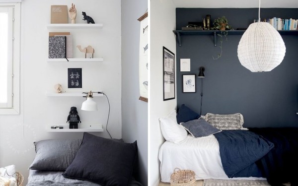Полки над кроватью в спальне: 50 фото идей в интерьере