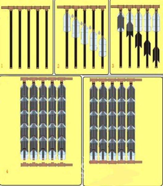 Солнечный коллектор из бутылок